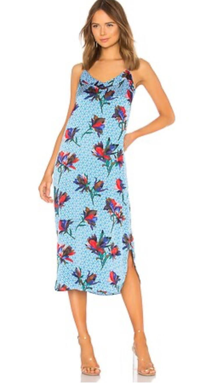 Equipment Femme Dian Silk Slip Dress Brilliant Blue Geo Multi Print XS